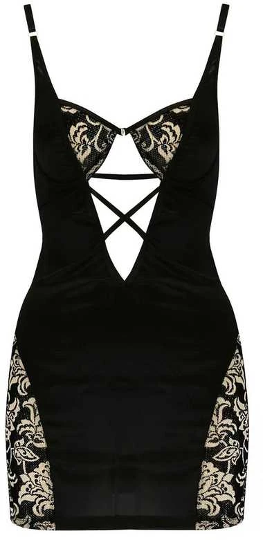 Apatiniai drabužiai-VICTORIA CHEMISE juodas XXL/XXXL - Casmir
