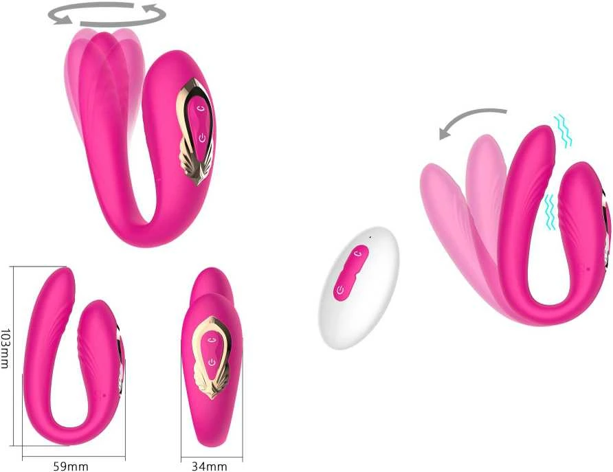 B Series Cute B serijos mielas besisukantis nešiojamas dvigubas vibratorius