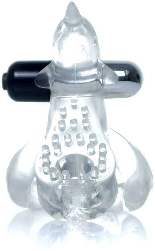 B Series Easylove Žiedas - Dolphin Vibro CockRing Skaidrus
