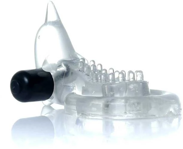B Series Easylove Žiedas - Dolphin Vibro CockRing Skaidrus