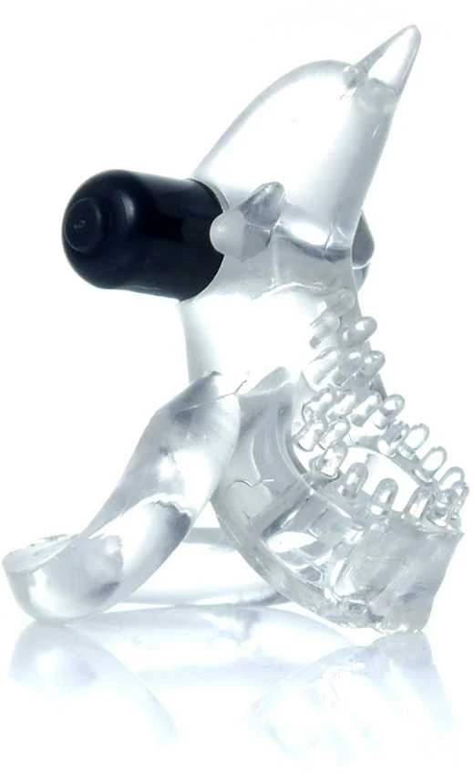 B Series Easylove Žiedas - Dolphin Vibro CockRing Skaidrus