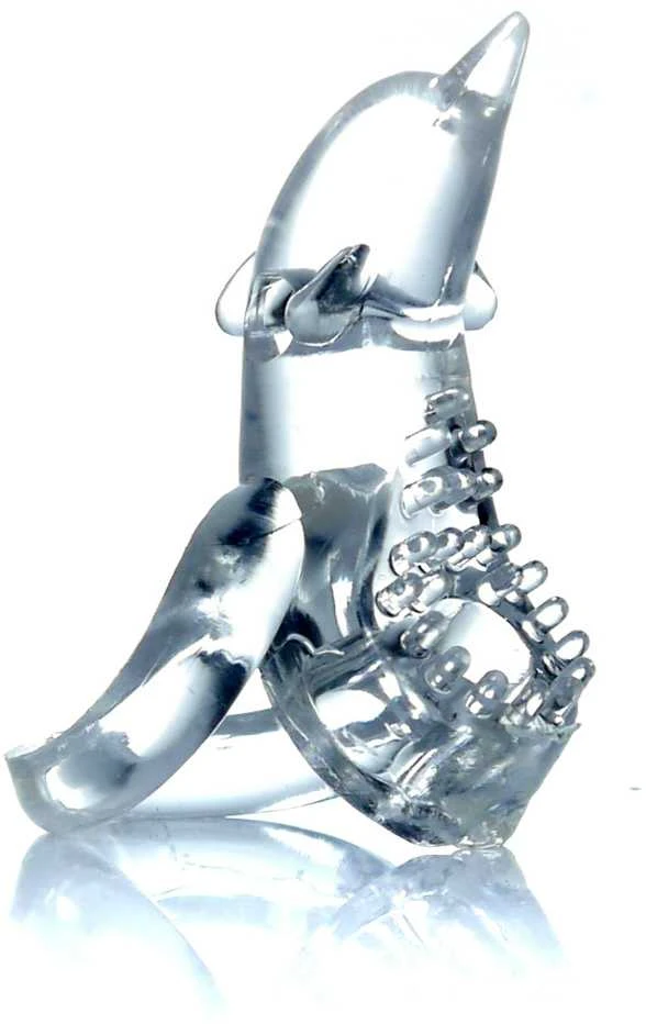 B Series Easylove Žiedas - Dolphin Vibro CockRing Skaidrus