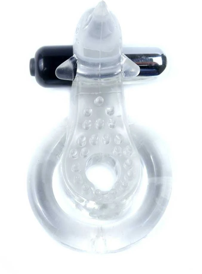 B Series Easylove Žiedas - Dolphin Vibro CockRing Skaidrus