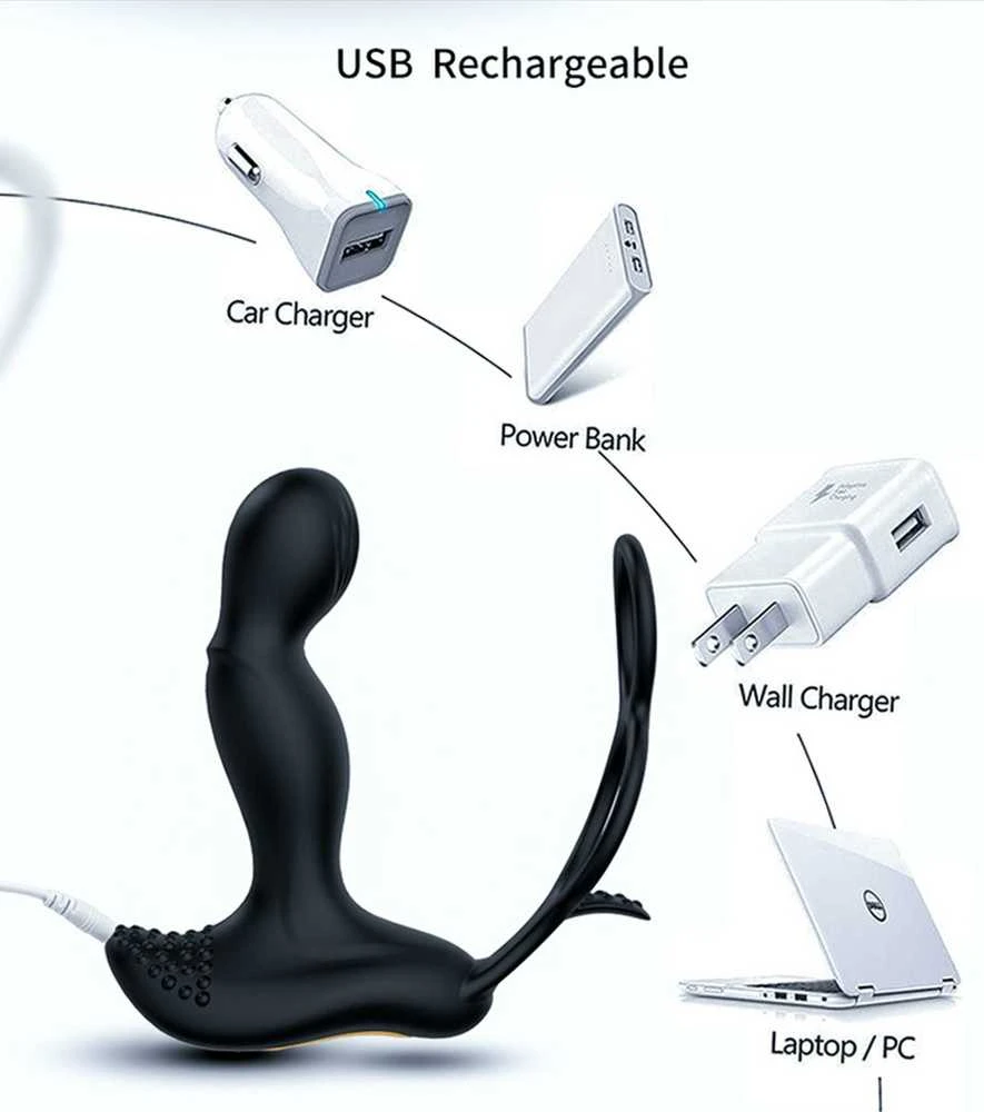 B Series Fox B serija Fox Masažuoklis prostatos su šildymo funkcija varpos žiedas sėklidės 7 USB režimai