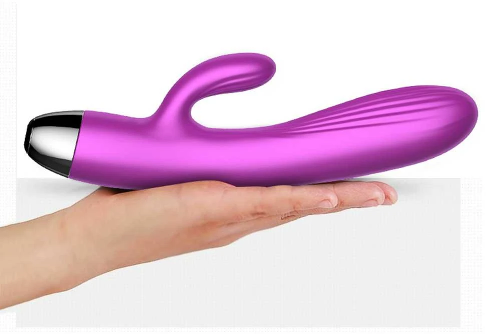 BoT B Series Silikoninis vibratorius ir pulsatorius. Vibruojantis ir pulsuojantis triušio formos vibratorius su šildymo funkcija, violetinis.