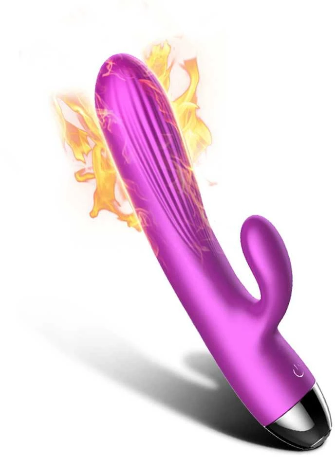 BoT B Series Silikoninis vibratorius ir pulsatorius. Vibruojantis ir pulsuojantis triušio formos vibratorius su šildymo funkcija, violetinis.