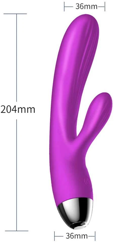 BoT B Series Silikoninis vibratorius ir pulsatorius. Vibruojantis ir pulsuojantis triušio formos vibratorius su šildymo funkcija, violetinis.
