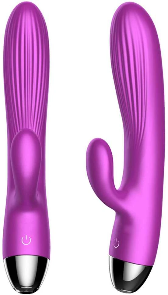 BoT B Series Silikoninis vibratorius ir pulsatorius. Vibruojantis ir pulsuojantis triušio formos vibratorius su šildymo funkcija, violetinis.