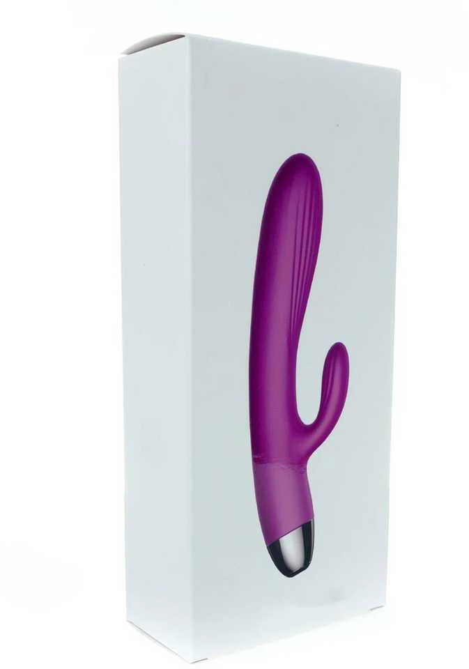 BoT B Series Silikoninis vibratorius ir pulsatorius. Vibruojantis ir pulsuojantis triušio formos vibratorius su šildymo funkcija, violetinis.