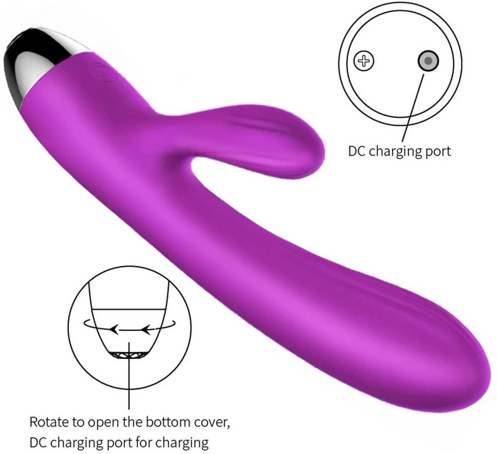 BoT B Series Silikoninis vibratorius ir pulsatorius. Vibruojantis ir pulsuojantis triušio formos vibratorius su šildymo funkcija, violetinis.