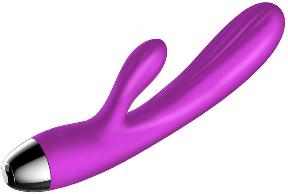 BoT B Series Silikoninis vibratorius ir pulsatorius. Vibruojantis ir pulsuojantis triušio formos vibratorius su šildymo funkcija, violetinis.