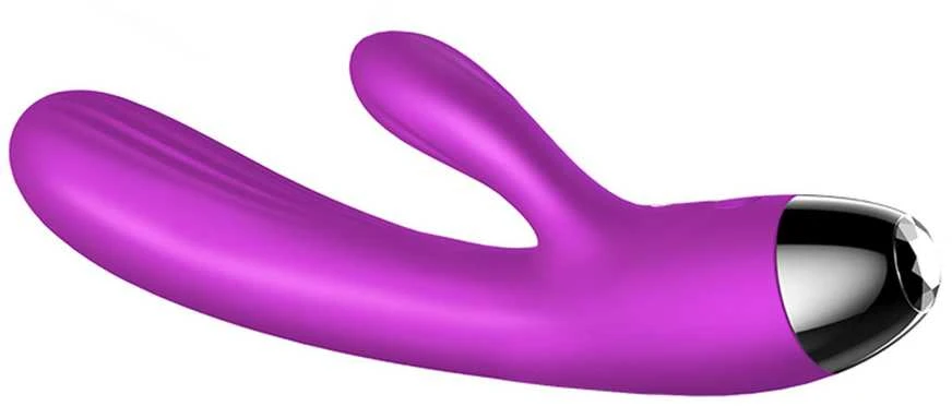 BoT B Series Silikoninis vibratorius ir pulsatorius. Vibruojantis ir pulsuojantis triušio formos vibratorius su šildymo funkcija, violetinis.