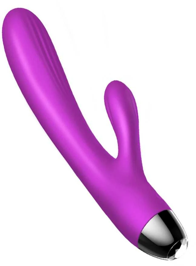 BoT B Series Silikoninis vibratorius ir pulsatorius. Vibruojantis ir pulsuojantis triušio formos vibratorius su šildymo funkcija, violetinis.