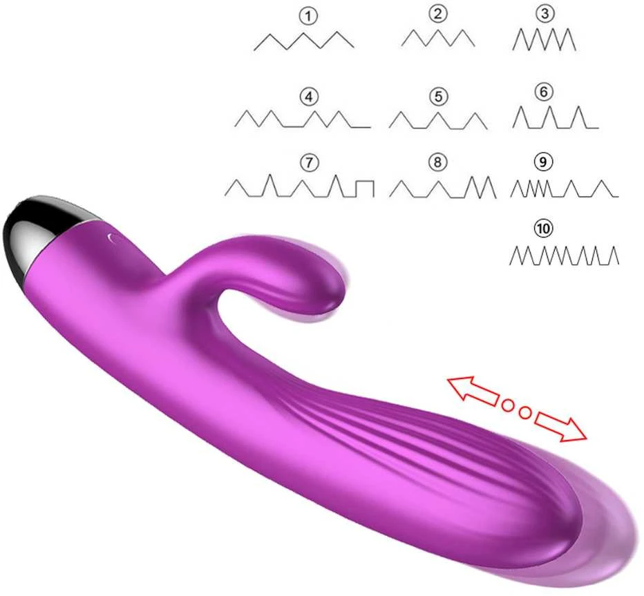 BoT B Series Silikoninis vibratorius ir pulsatorius. Vibruojantis ir pulsuojantis triušio formos vibratorius su šildymo funkcija, violetinis.