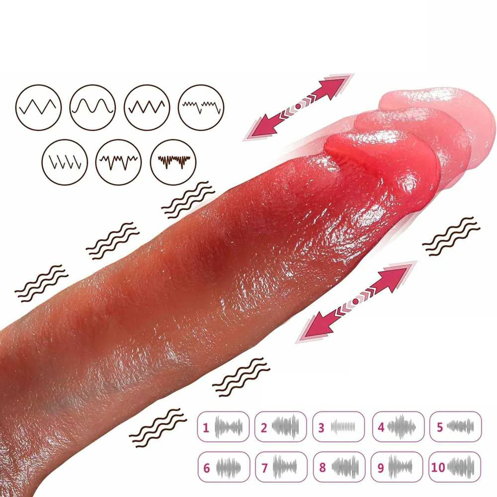 B Series Fox Wibrator-Silicone, 10 vibracijos režimų, 7 stūmimo funkcija, Šildymas