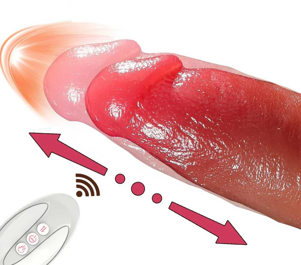 B Series Fox Wibrator-Silicone, 10 vibracijos režimų, 7 stūmimo funkcija, Šildymas