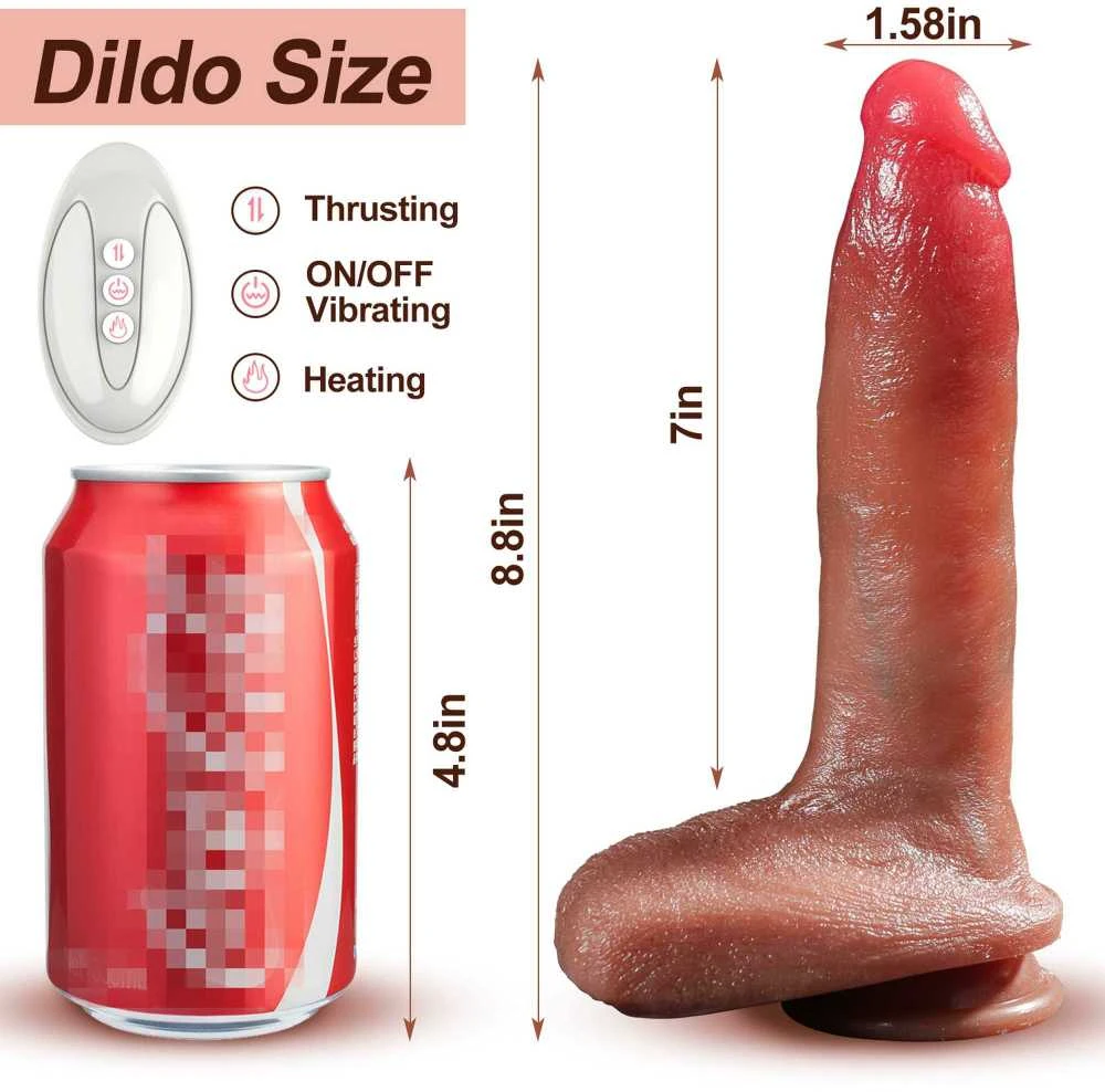 B Series Fox Wibrator-Silicone, 10 vibracijos režimų, 7 stūmimo funkcija, Šildymas