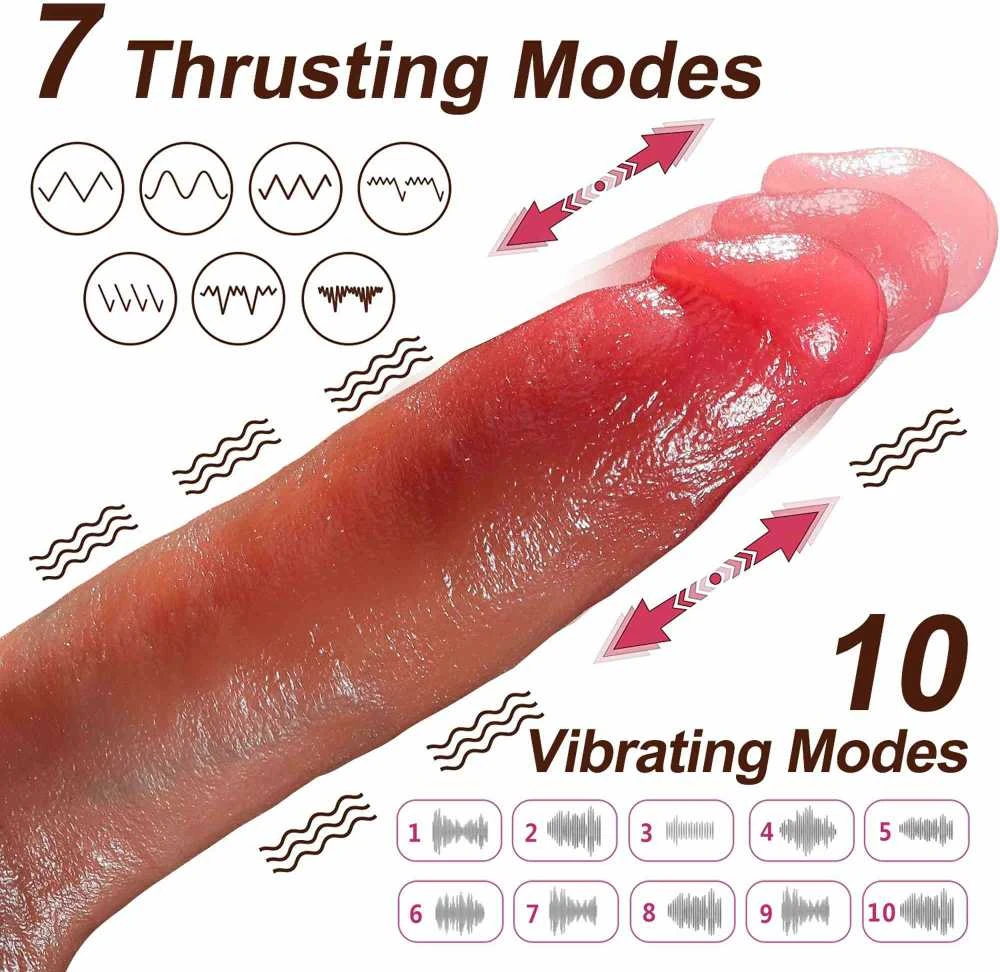 B Series Fox Wibrator-Silicone, 10 vibracijos režimų, 7 stūmimo funkcija, Šildymas