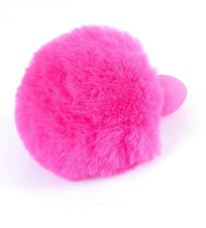 Ryškiai rožinis 6cm Rabbit tail analinis kištukas