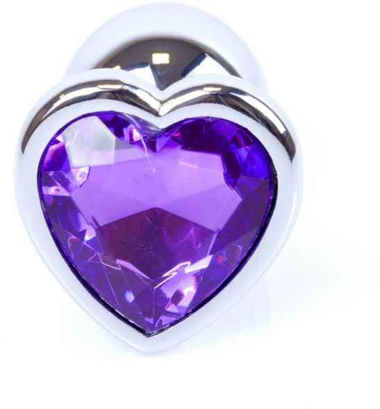 Analinis kištukas su violetiniu širdelės formos kristalu