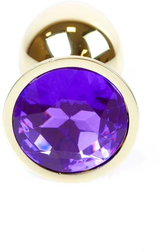 auksinis analinis kamštis su violetiniu kristalu