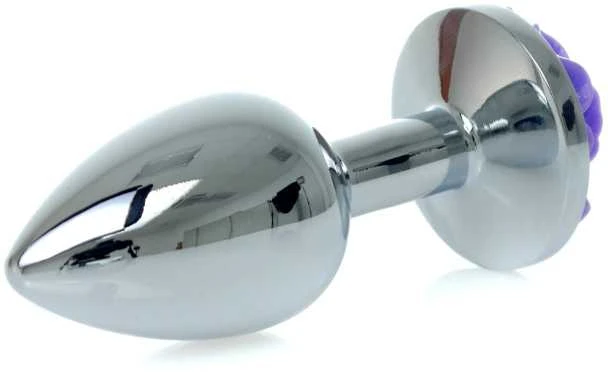 B Series Heavyfun B serijos Heavyfun Plieninis analinis kamštis su purpurine rože