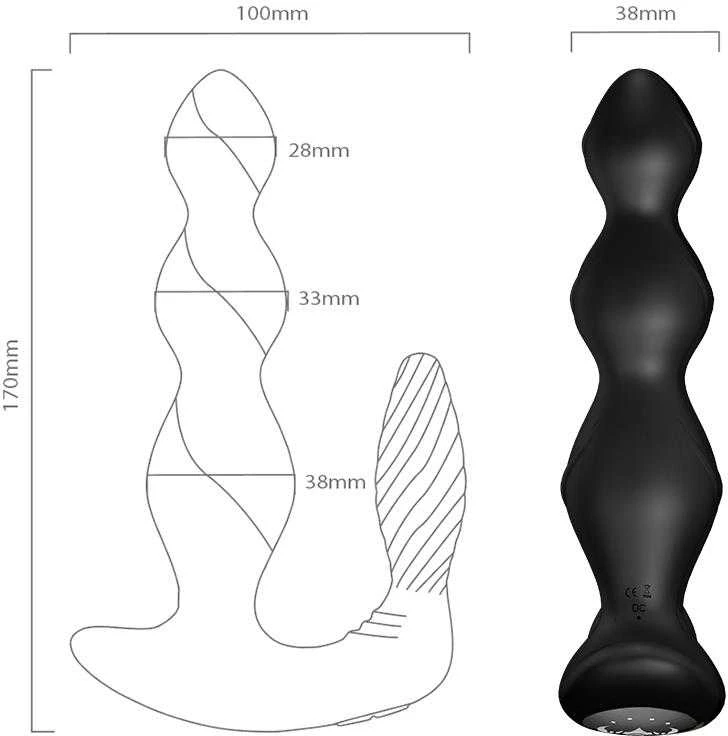 B Series Joy B serijos Joy Anal plug su klitorio masažuoklis 9 režimai 17 cm