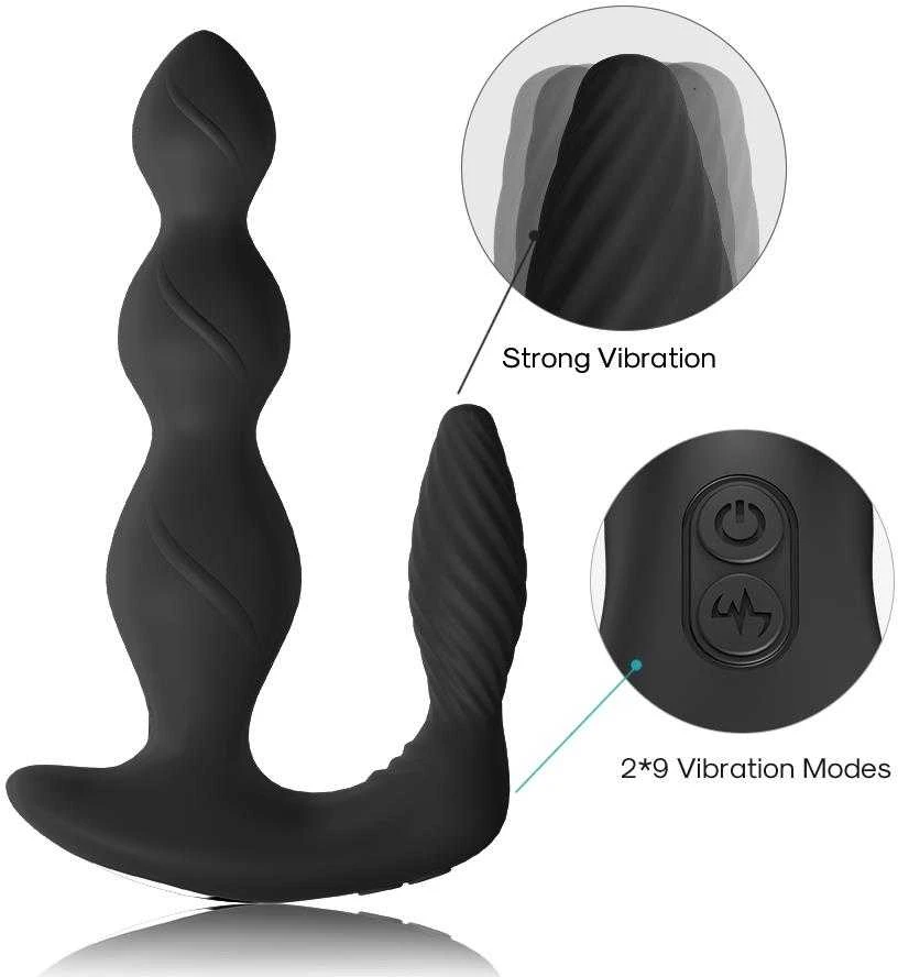 B Series Joy B serijos Joy Anal plug su klitorio masažuoklis 9 režimai 17 cm
