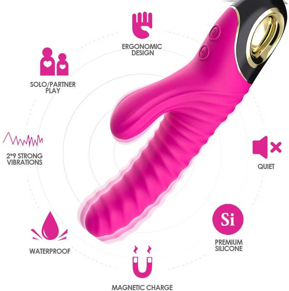 B Series Joy B serijos Joy Bunny Vibratorius daugiafunkcinis 22cm 2x9 režimai