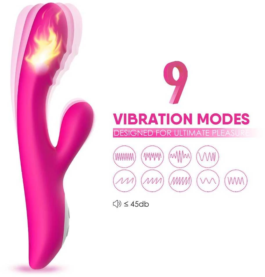 B Series Joy B serijos Joy Bunny vibratorius šildomas šiltas 9 režimas 22 cm