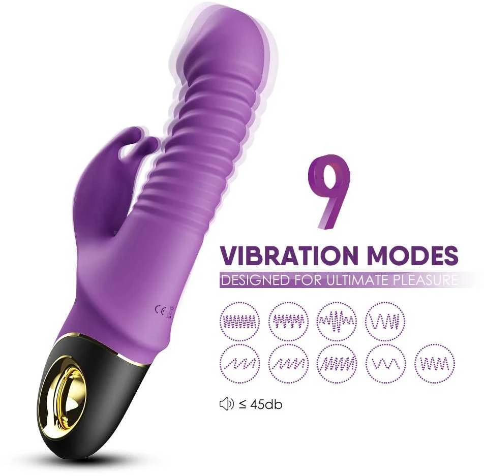 B Series Joy B serijos Joy Bunny vibratorius, pulsuojantis, 9 režimų sukimasis, 19 cm