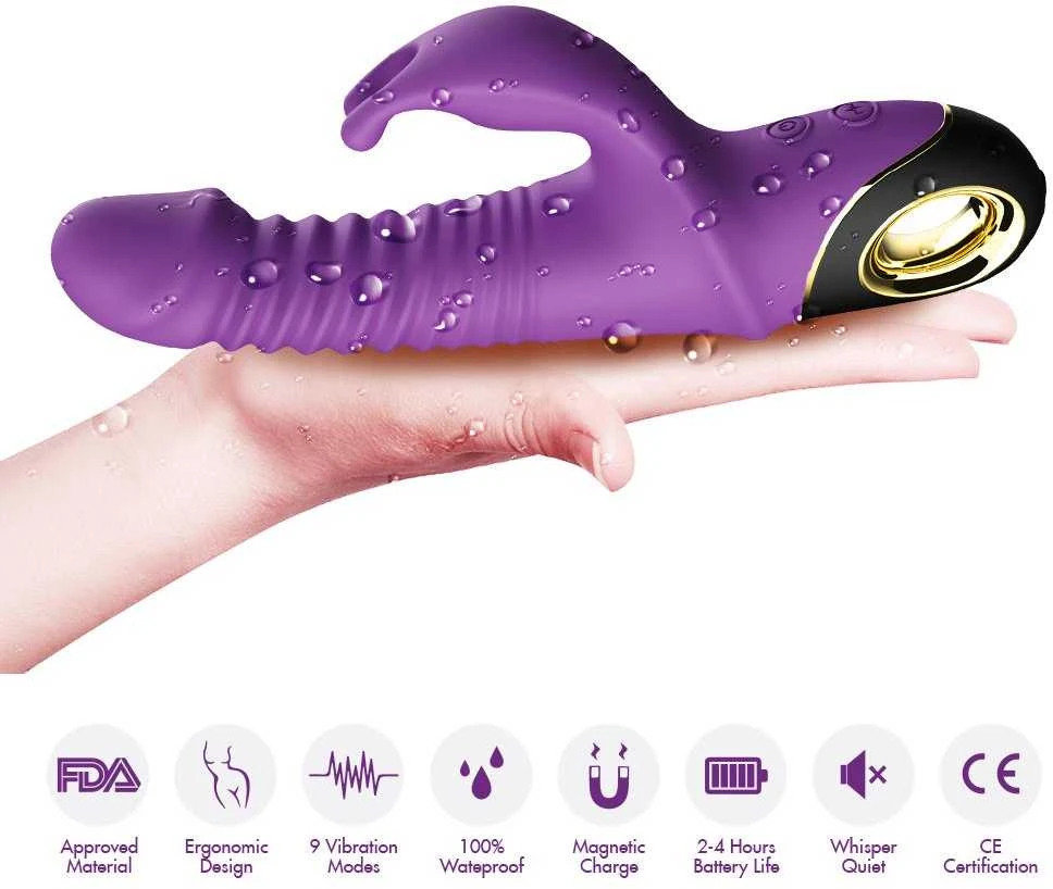 B Series Joy B serijos Joy Bunny vibratorius, pulsuojantis, 9 režimų sukimasis, 19 cm