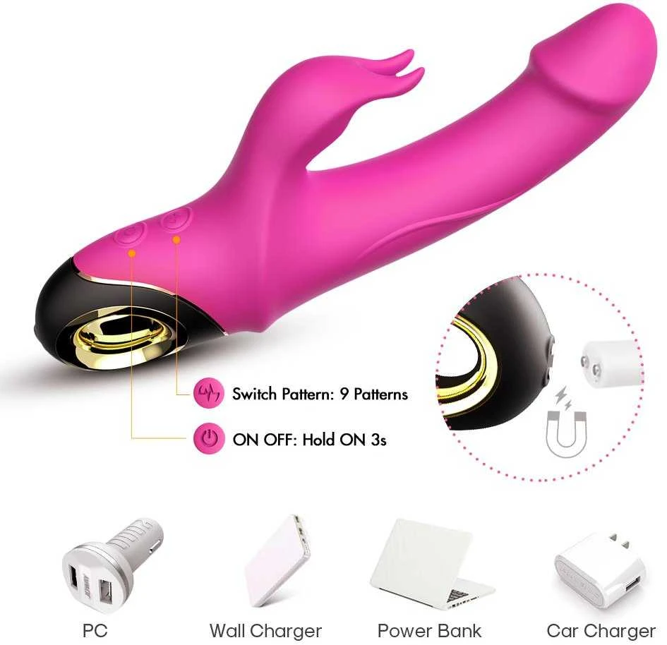 B Series Joy B serijos Joy Rabbit Vibrator su klitorio masažuoklis 22cm 9 režimu
