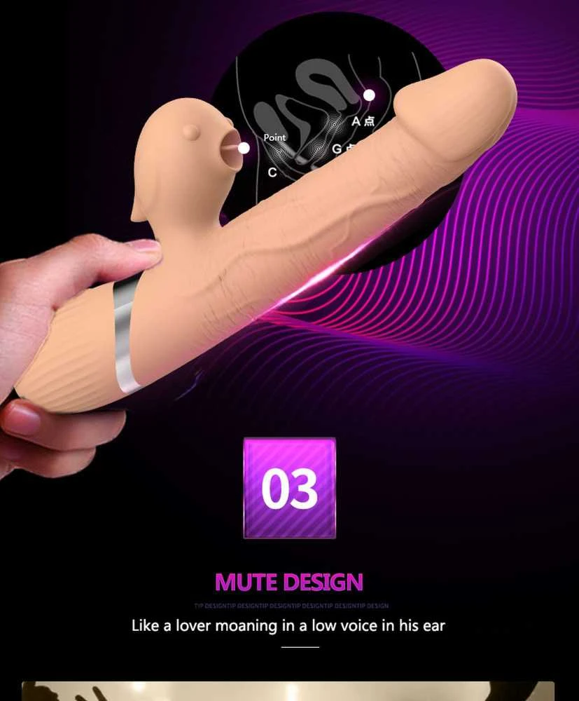 B Series Lyla B serijos Lyla Vibratorius-Basia Thtusting Vibrator 2 in 1 Tongue Vibrators USB