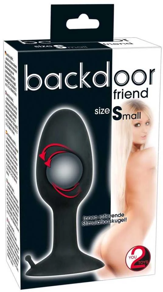 Backdoor Friend silikoninis analinis kamštis pakuotėje