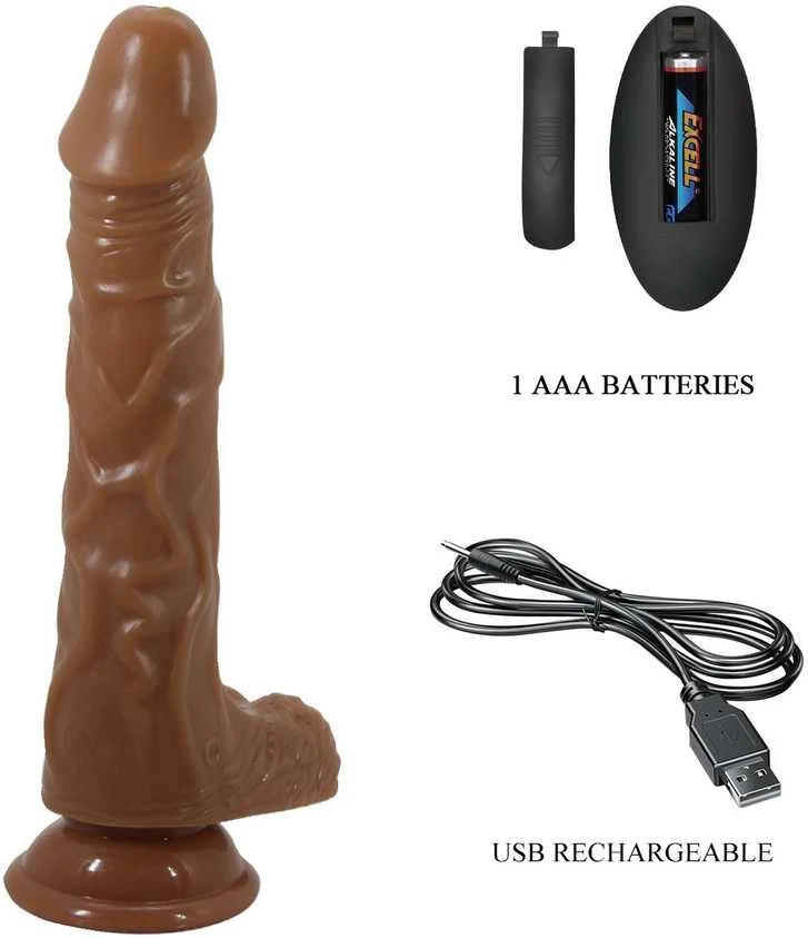 Baile Dildos BAILE - Bodach 7,8'', 7 vibracijos funkcijos 7 sukimo funkcijos Thrusting Belaidis nuotolinio valdymo pultas Siurbimo pagrindas