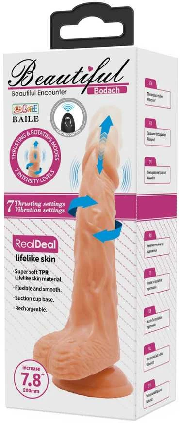 Baile Dildos BAILE - Bodach 7,8'', 7 vibracijos funkcijos 7 sukimo funkcijos Thrusting Belaidis nuotolinio valdymo pultas Siurbimo pagrindas
