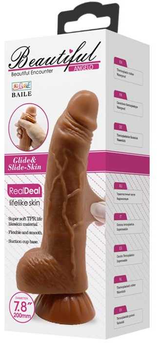 LYBAILE Gražus Angelo Dildo siurbimo taurė 7,8" ruda