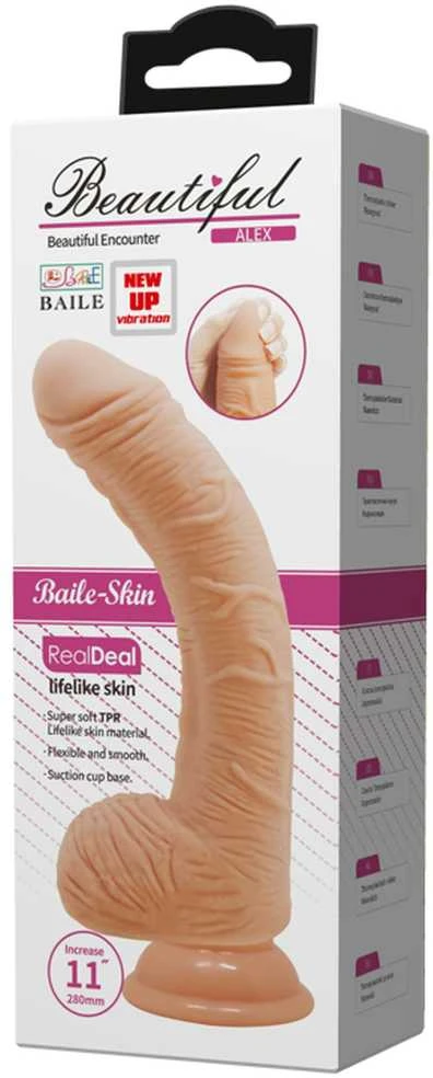 BAILE Dildo lenktas penio siurbtukas nuotolinio valdymo pultelis 28 cm