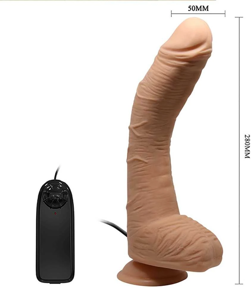 BAILE Dildo lenktas penio siurbtukas nuotolinio valdymo pultelis 28 cm