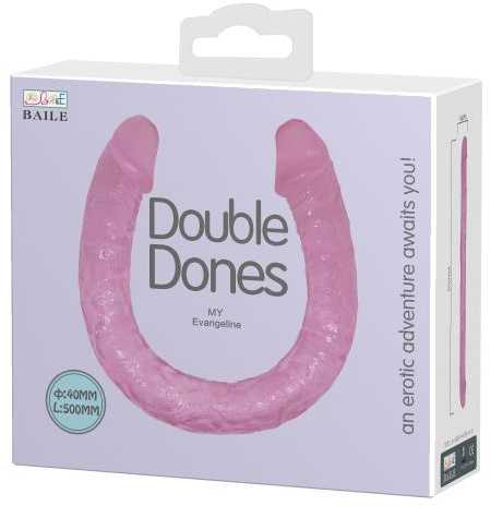 BAILE Ilga dviguba dildo rožinė lesbiečių seksui