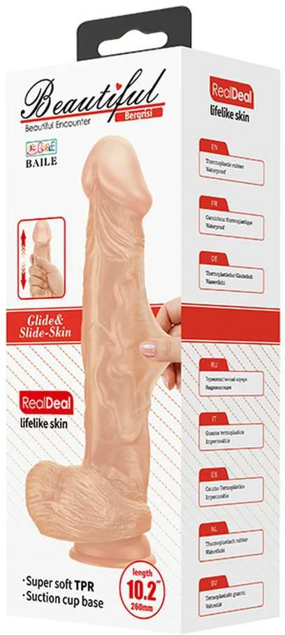 Baile Dildos BAILE Didelis realistiškas penio dildo su siurbtuku 26 cm