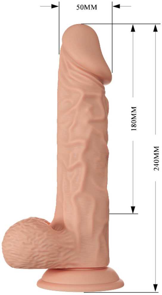 Baile Dildos BAILE Didelis realistiškas penio dildo su siurbtuku 28 cm