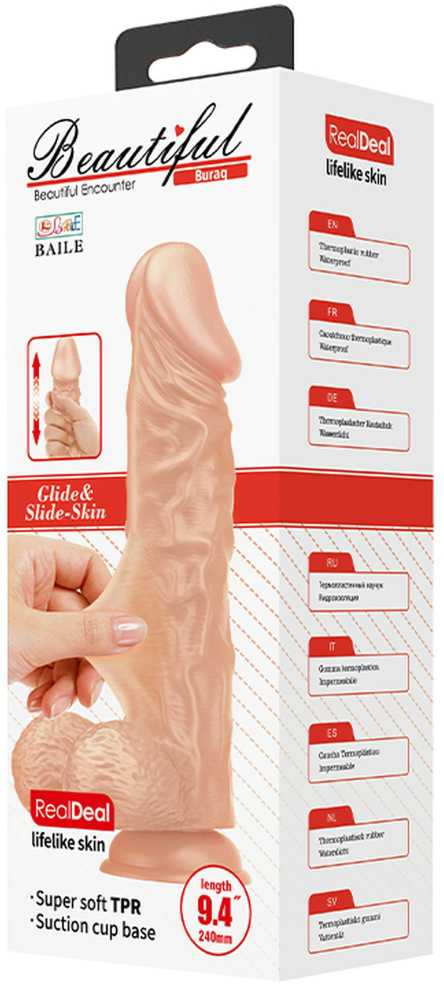 Baile Dildos BAILE Didelis realistiškas penio dildo su siurbtuku 28 cm