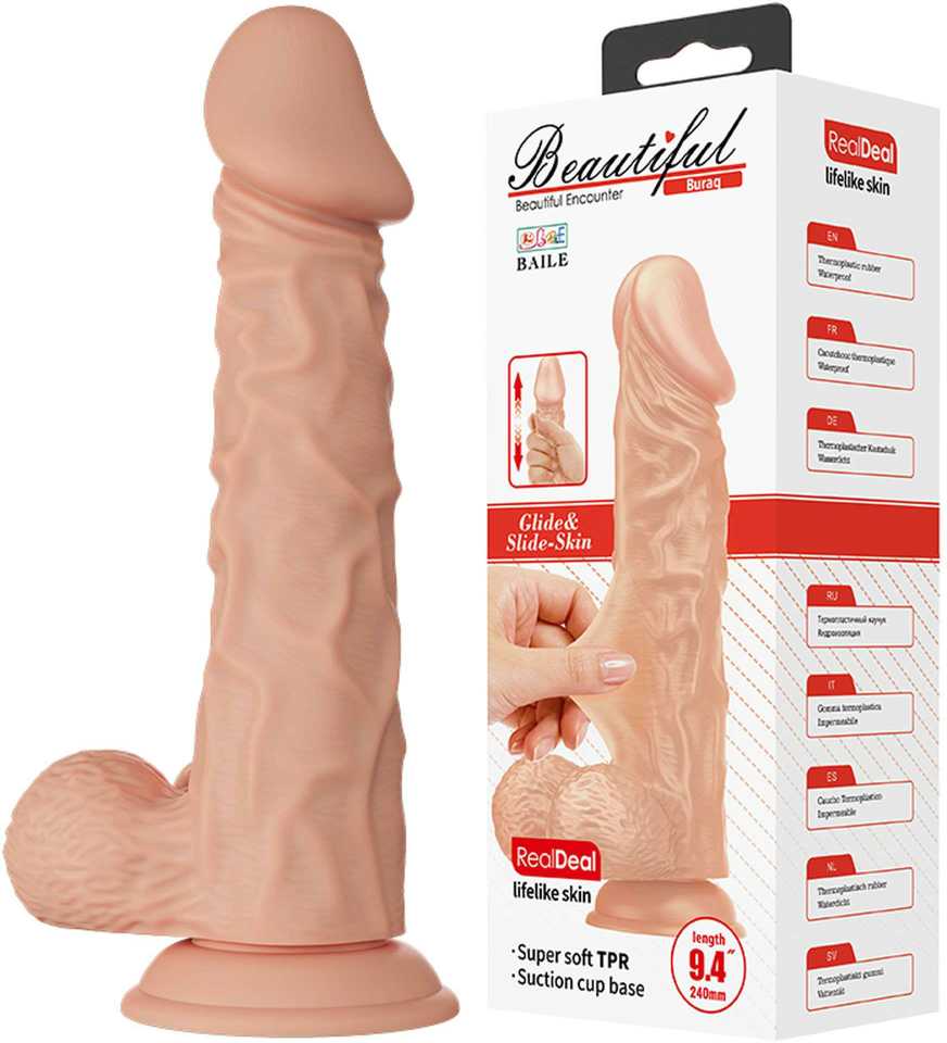 Baile Dildos BAILE Didelis realistiškas penio dildo su siurbtuku 28 cm