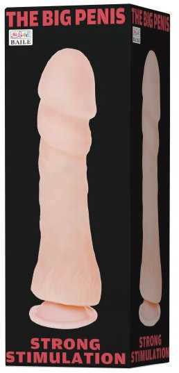 BAILE Duży natūralus penis dildo su przyssawką 26cm