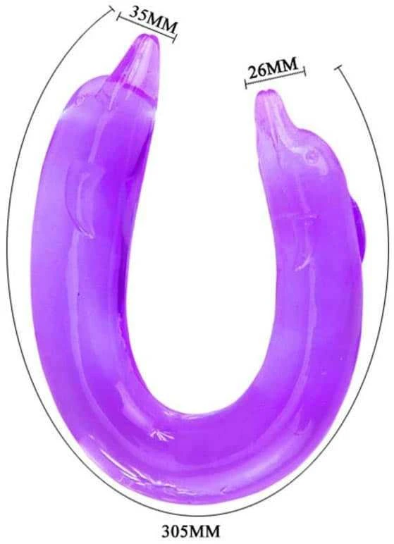 BAILE Dvigubas dildo su delfinų antgaliu 30,5 cm