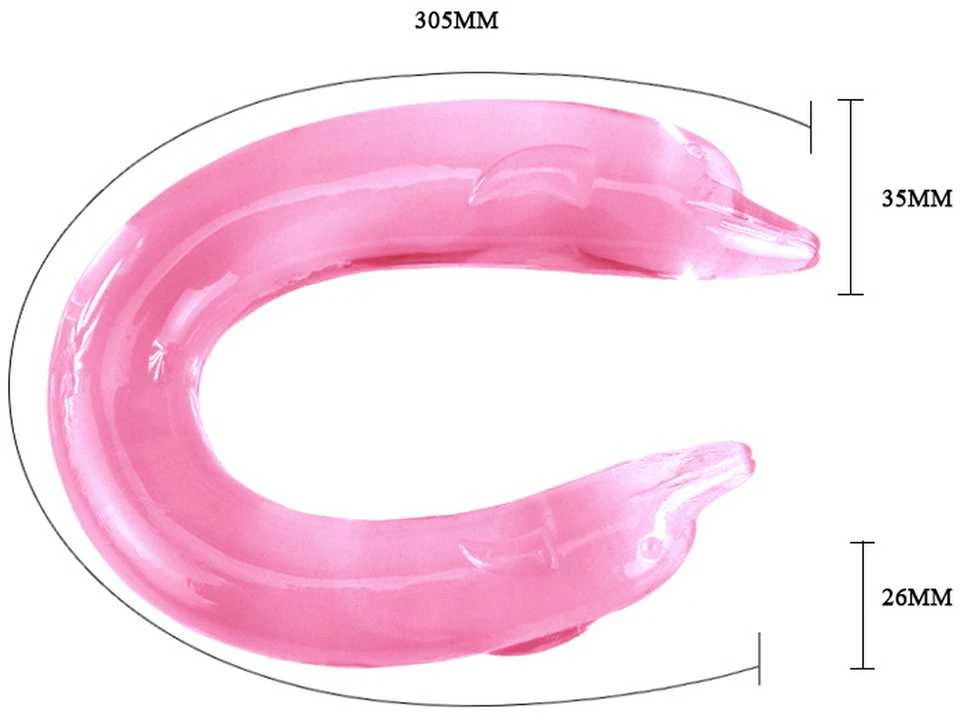 BAILE Dvigubas dildo su delfinų antgaliu 30,5 cm