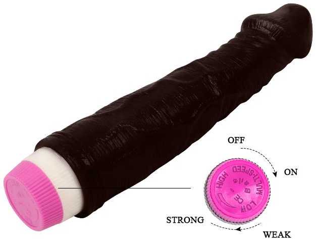 Baile Vibrators BAILE Realistiškas juodas penio vibratorius natūralus 23 cm