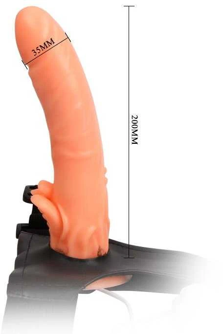 BAILE Realistinis penio strapon vibratorius su dirželiais 20cm